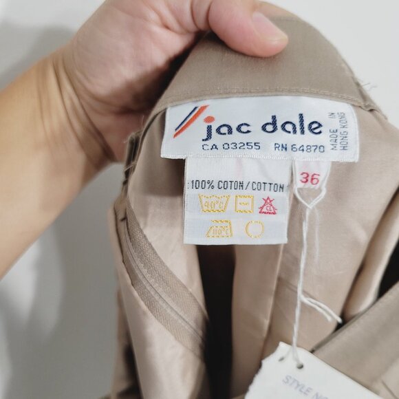 NWT Vintage Jac Dale Khaki Tan A-Line Knee Skirt - Picture 9 of 11